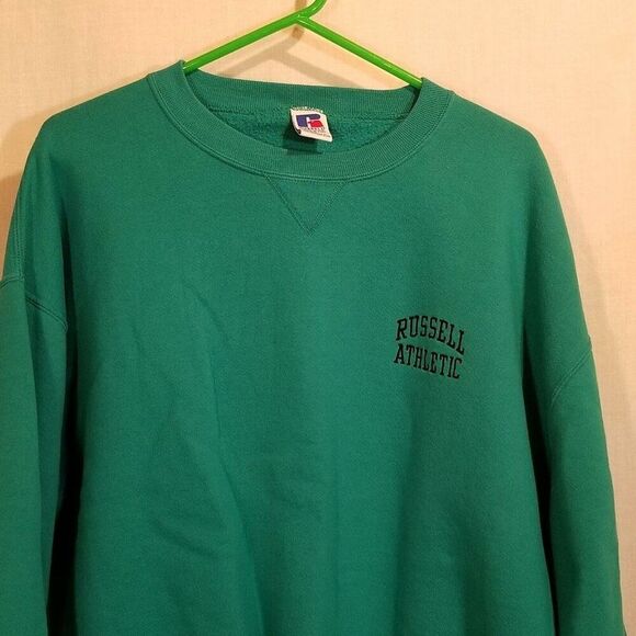 Vintage 80s Russell Athletic Mens Sweatshirt Teal Green XXL Crewneck USA - Picture 2 of 8